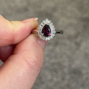 AAA Ember Garnet and Diamond Halo Ring
